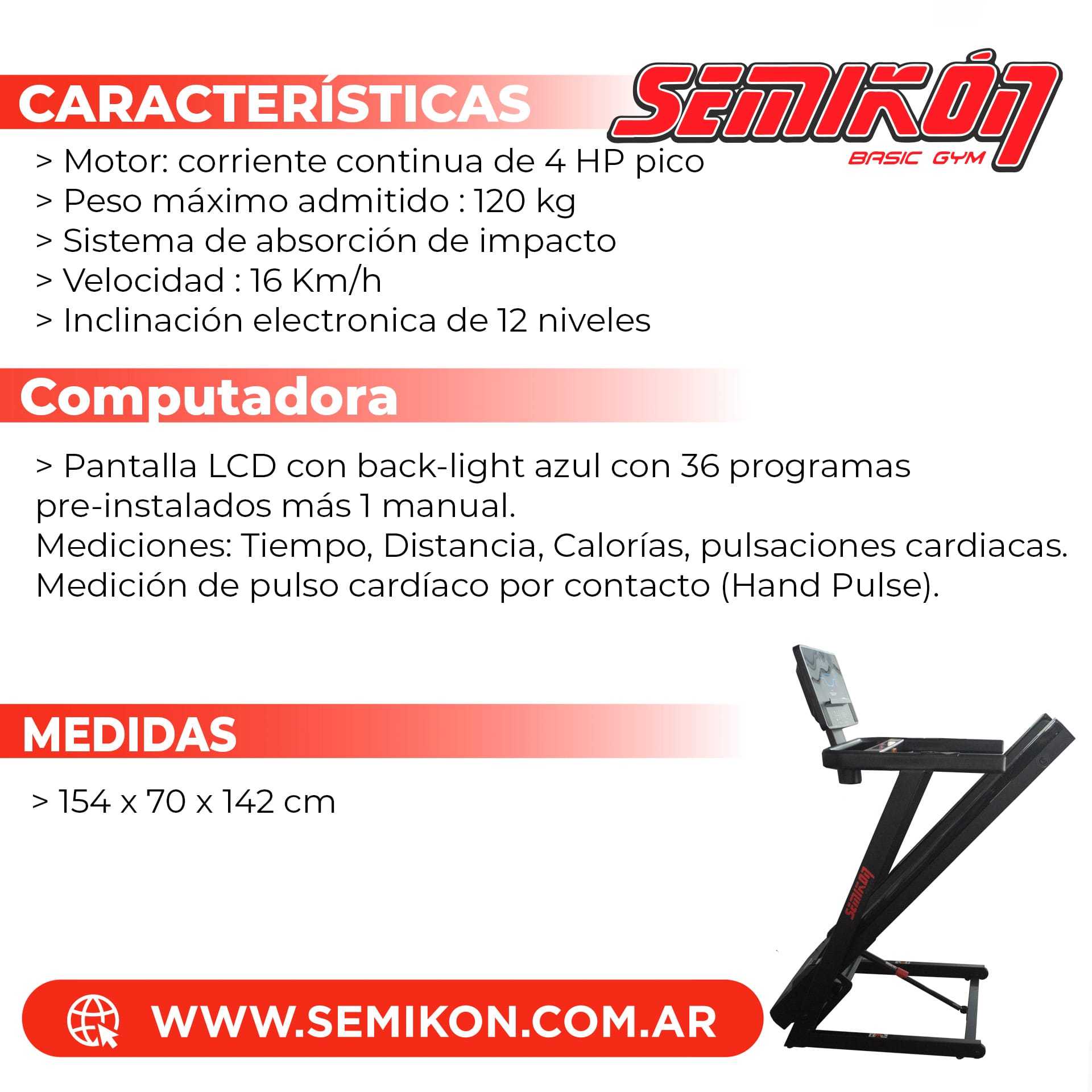 Cinta de correr con inclinacion - TE106DC/PLUS - Image 7